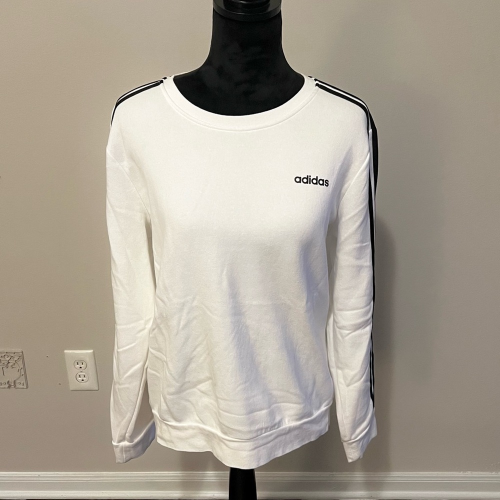 Adidas Women's White Sweatshirt with Black Accents